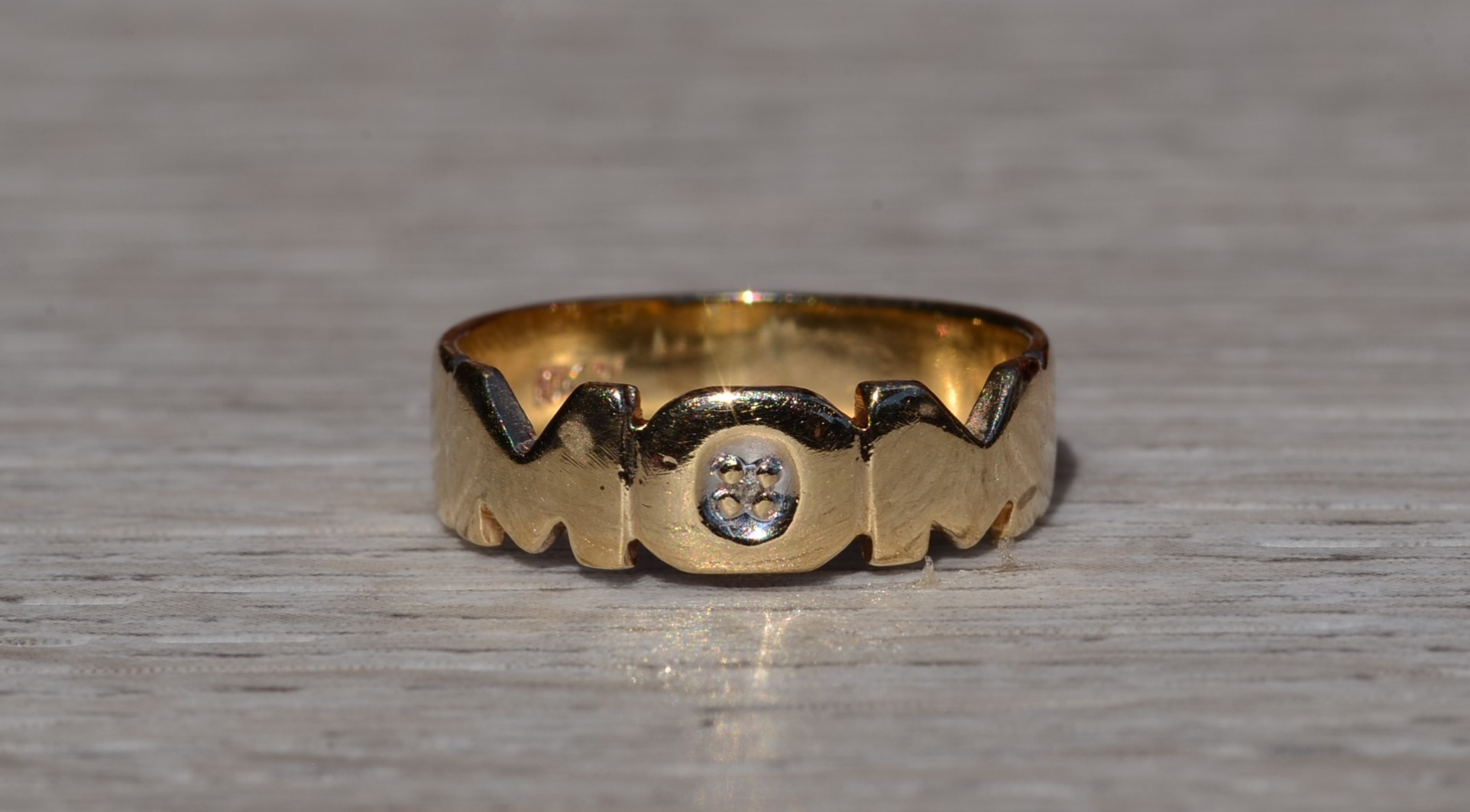 SOLD - The Ryerson: Ladies Yellow Gold MOM Ring set with Diamond - Image 2