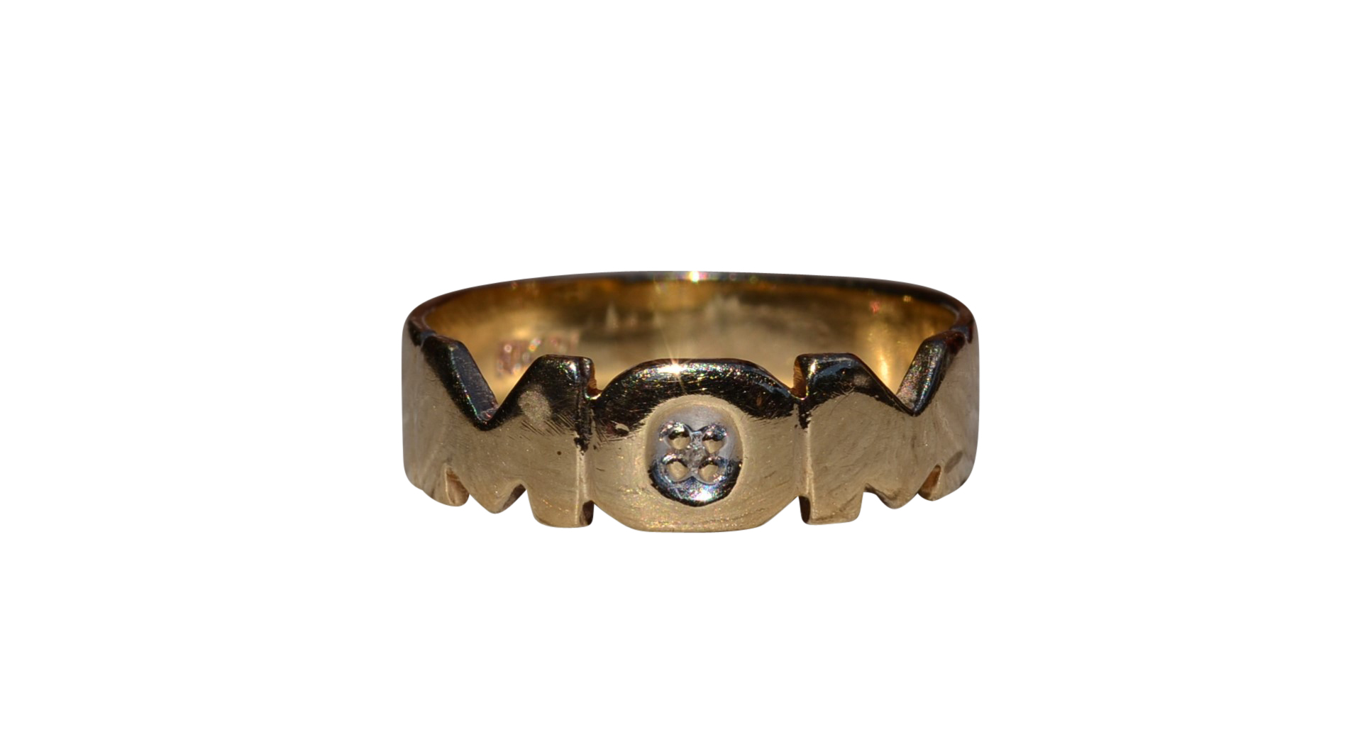 SOLD - The Ryerson: Ladies Yellow Gold MOM Ring set with Diamond