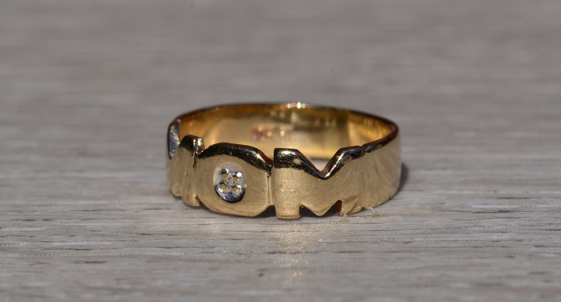 SOLD - The Ryerson: Ladies Yellow Gold MOM Ring set with Diamond - Image 3