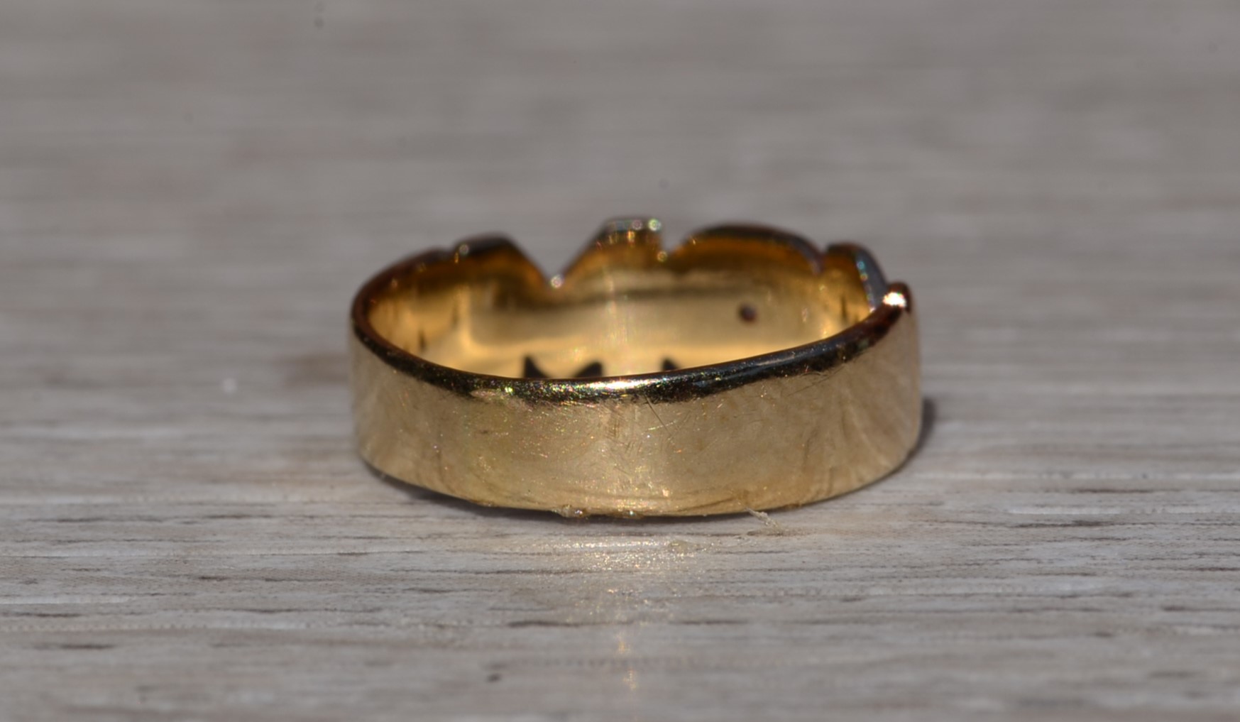 SOLD - The Ryerson: Ladies Yellow Gold MOM Ring set with Diamond - Image 5