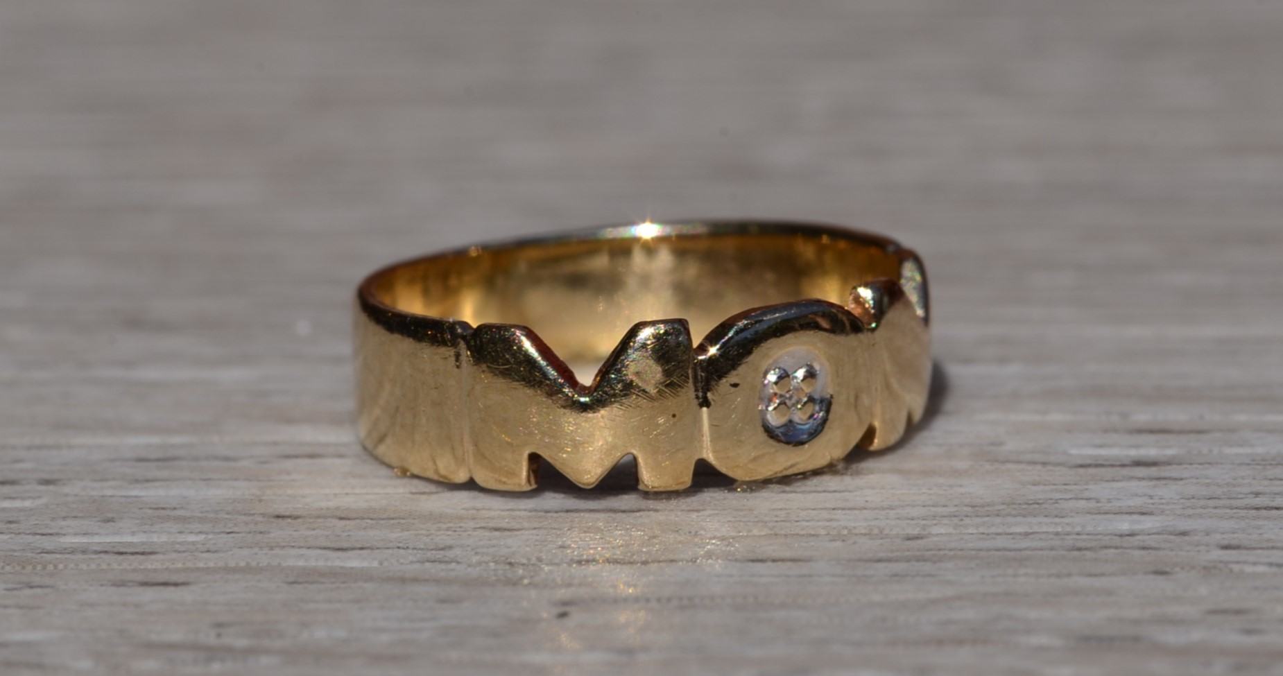 SOLD - The Ryerson: Ladies Yellow Gold MOM Ring set with Diamond - Image 6