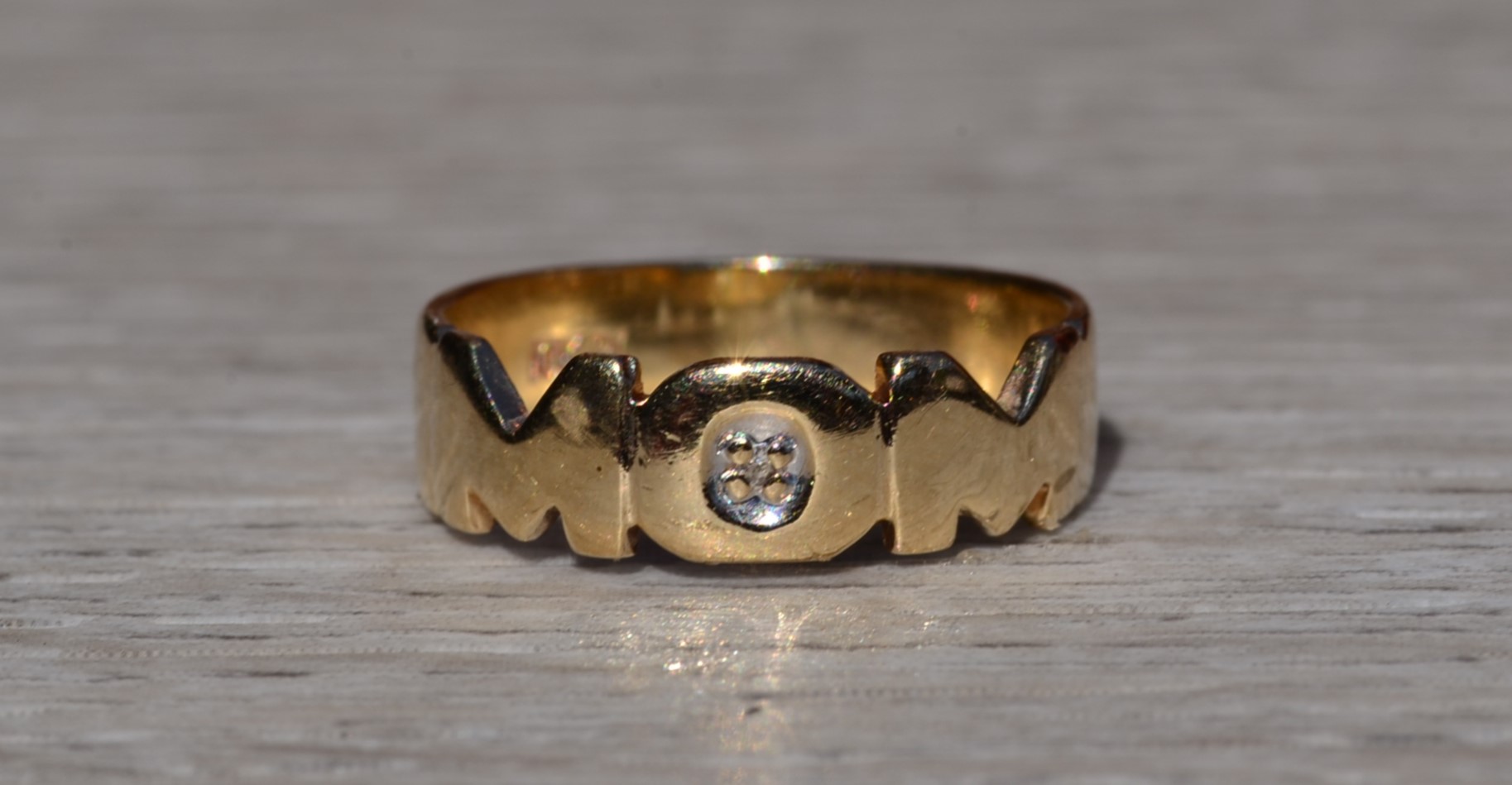 SOLD - The Ryerson: Ladies Yellow Gold MOM Ring set with Diamond - Image 7