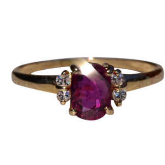 The Auraria:  Ladies 14K Yellow Gold Ruby and Diamond Ring