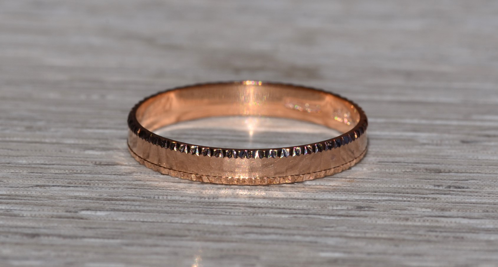 SOLD - The Lizella: Ladies 14K Rose Gold Signed MILOR Faceted Band - Image 2