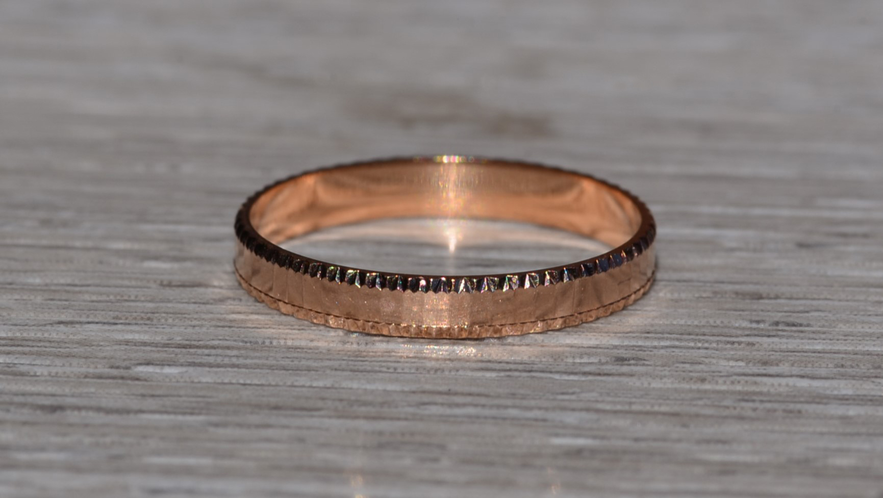 SOLD - The Lizella: Ladies 14K Rose Gold Signed MILOR Faceted Band - Image 3