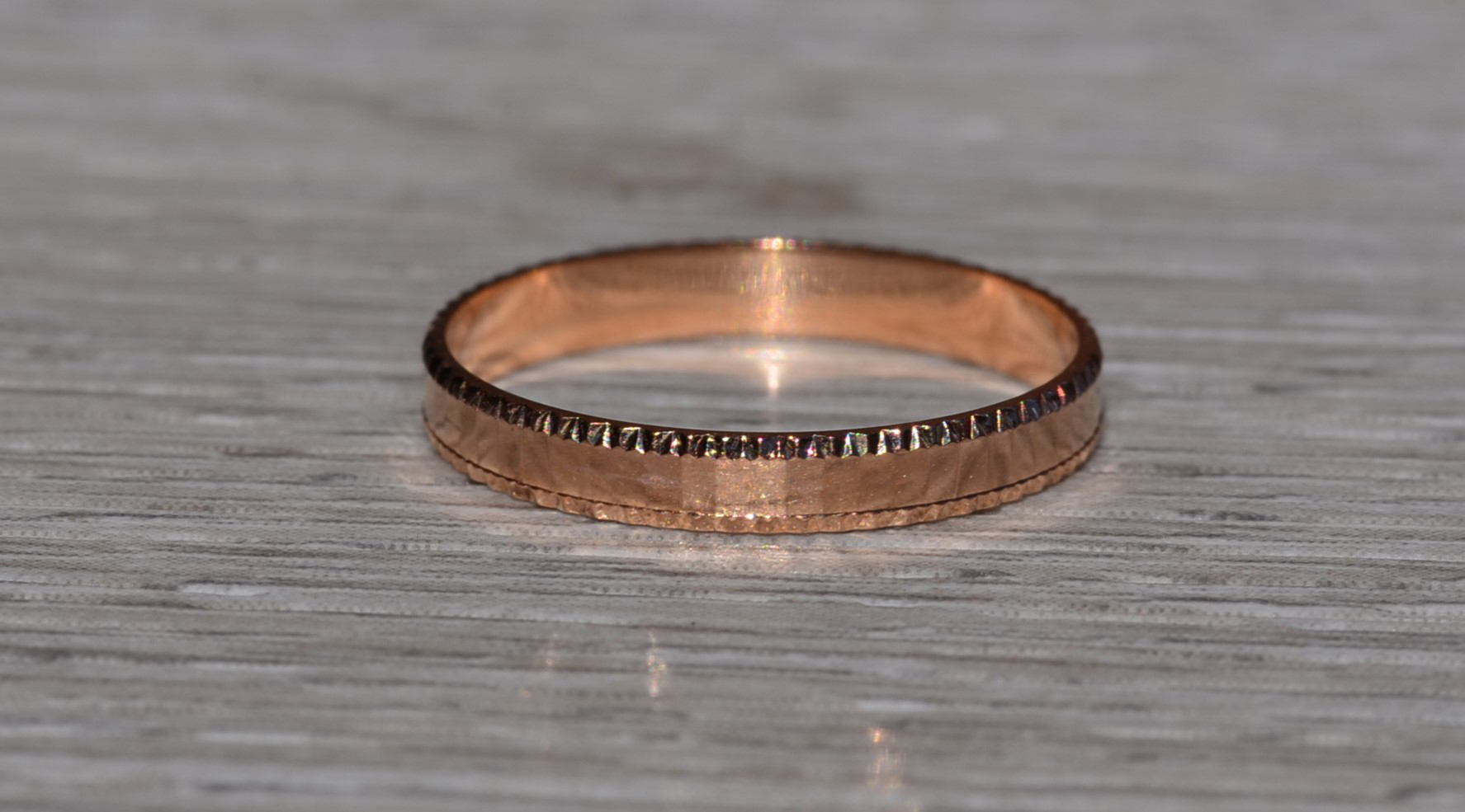 SOLD - The Lizella: Ladies 14K Rose Gold Signed MILOR Faceted Band - Image 4