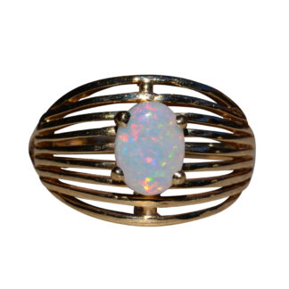 The Braselton:  Ladies Vintage 14K Yellow Gold Australian Opal Cocktail Ring