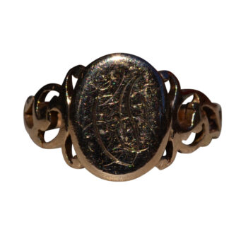 The Lithonia:  Ladies Yellow Gold Engraved Signet Ring