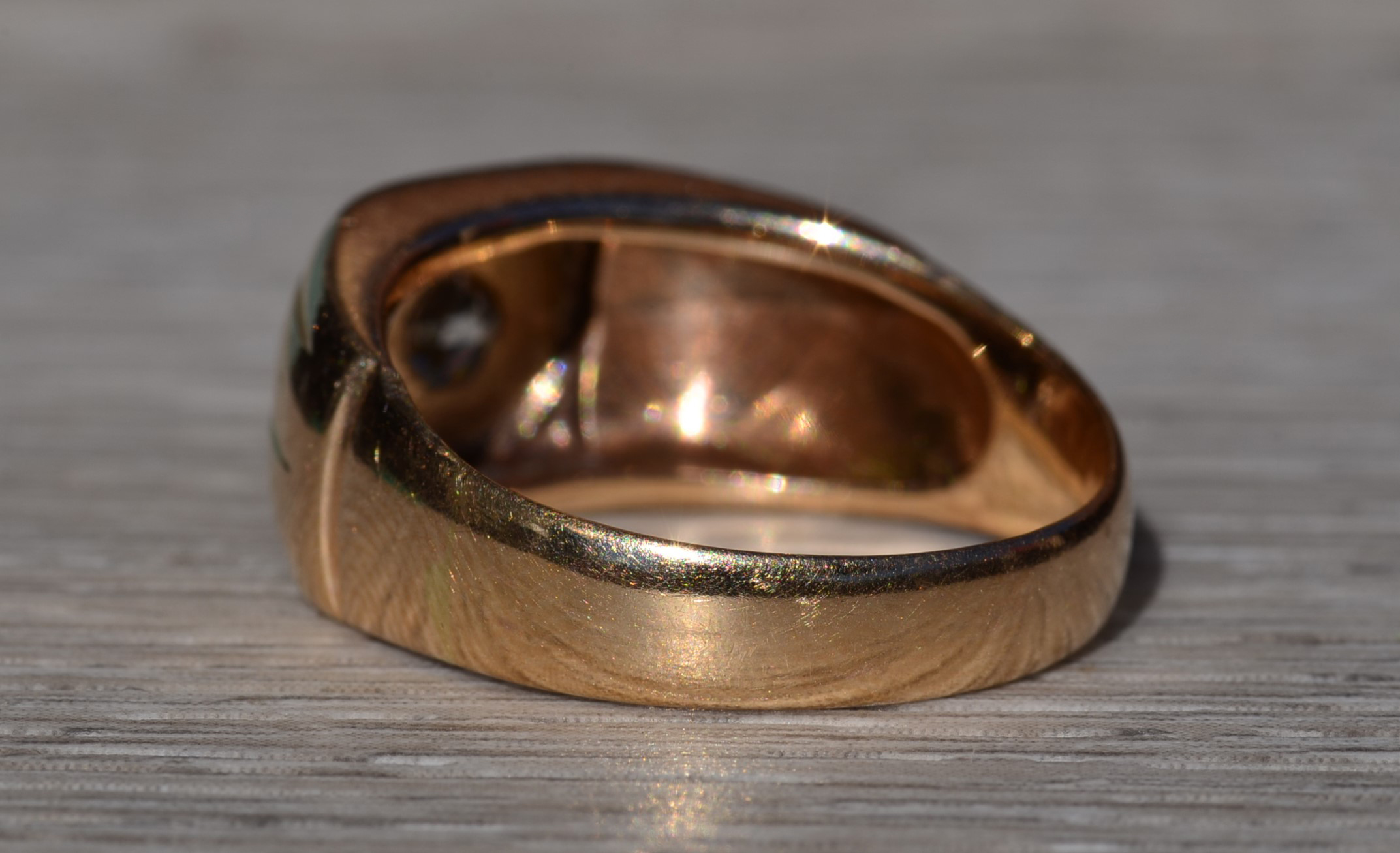 The Felkel: Men's Antique 14K Two Tone Diamond Engagement Ring - Image 4