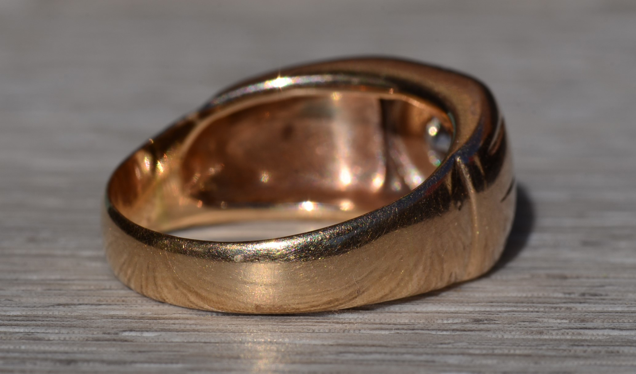 The Felkel: Men's Antique 14K Two Tone Diamond Engagement Ring - Image 5