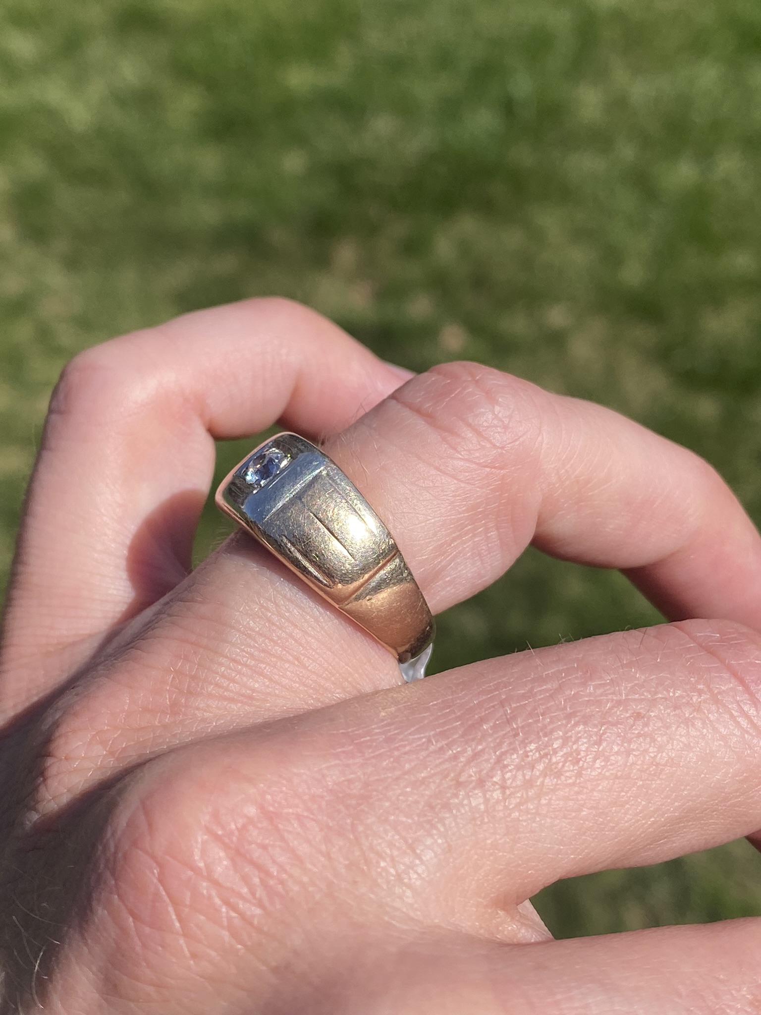 The Felkel: Men's Antique 14K Two Tone Diamond Engagement Ring - Image 9