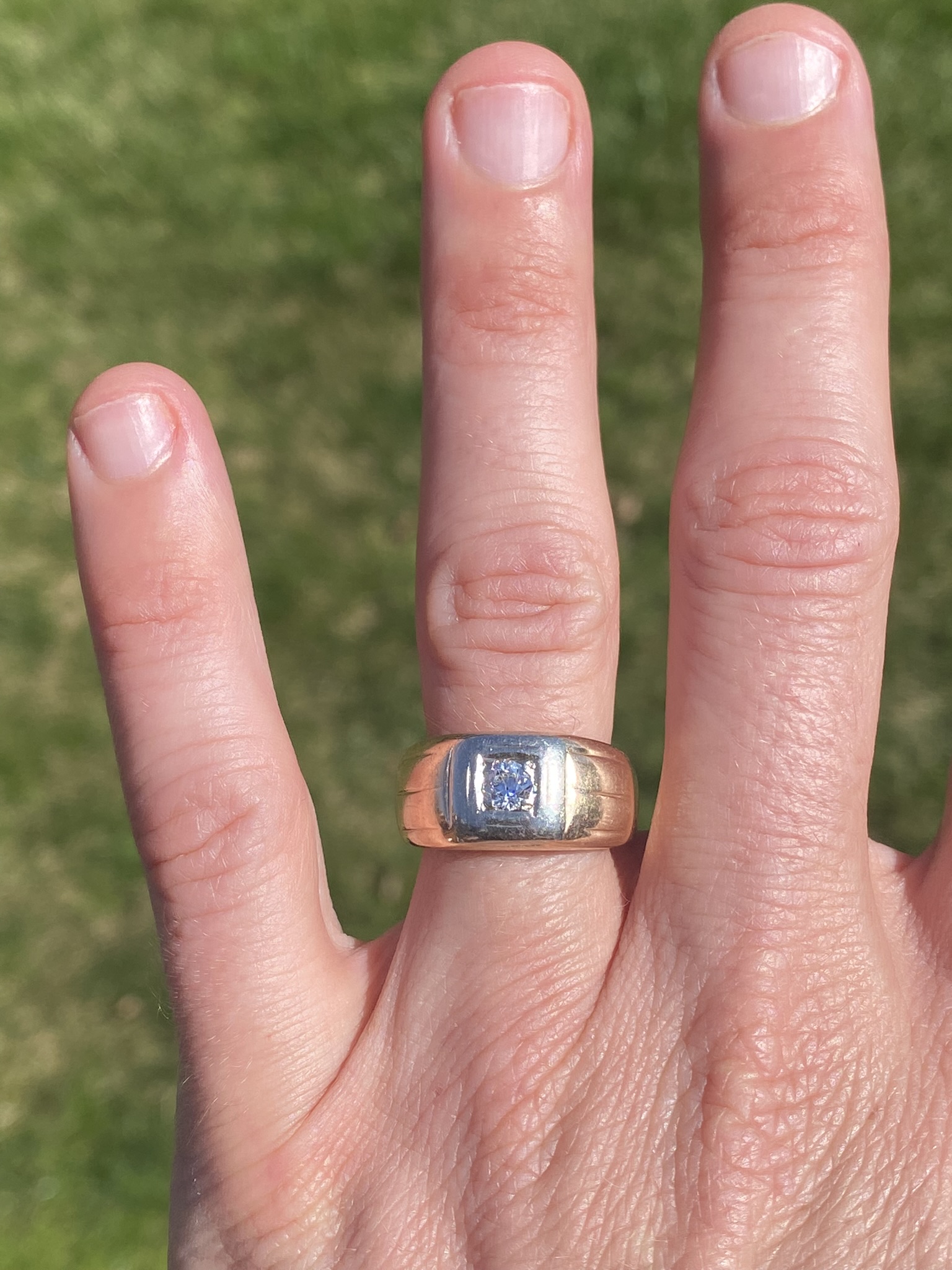 The Felkel: Men's Antique 14K Two Tone Diamond Engagement Ring - Image 11