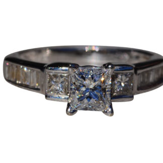 The Zebulon:  Ladies 14K White Gold Square Radiant Cut Diamond Engagement Ring