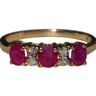 The Sasser: Ladies 14K Yellow Gold Ruby and Diamond Ring