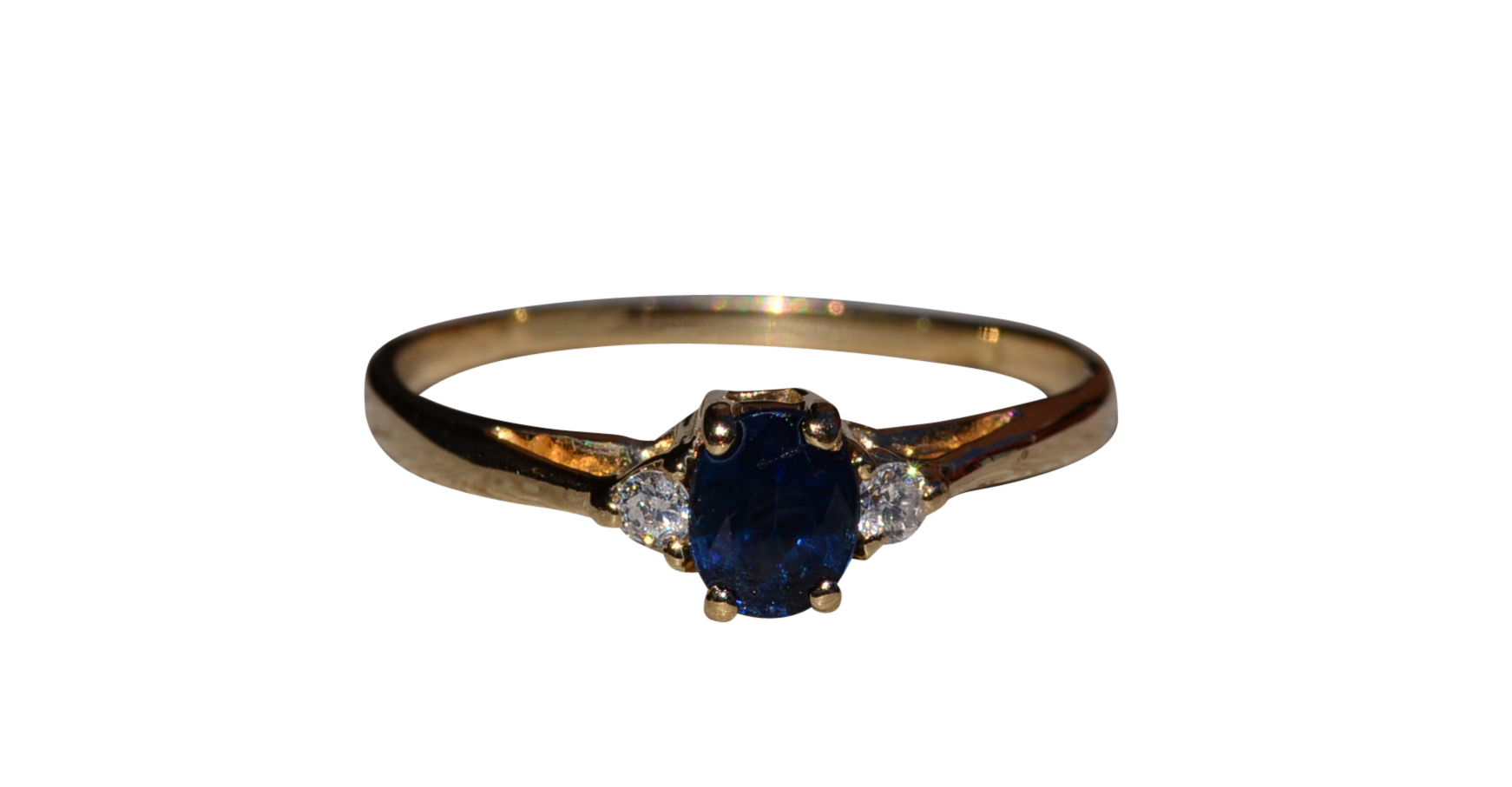 SOLD - The Brosville: Ladies Simple 14K Yellow Gold Sapphire and Diamond Engagement Ring