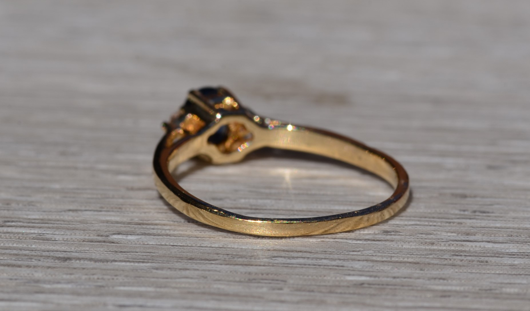 SOLD - The Brosville: Ladies Simple 14K Yellow Gold Sapphire and Diamond Engagement Ring - Image 4