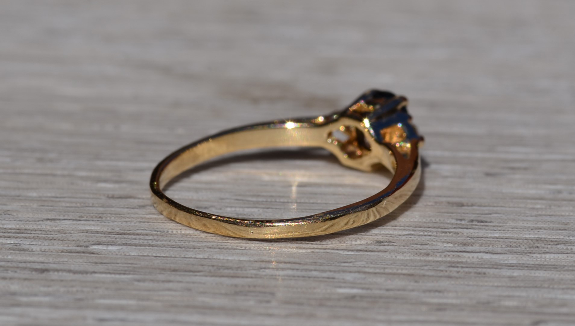 SOLD - The Brosville: Ladies Simple 14K Yellow Gold Sapphire and Diamond Engagement Ring - Image 5