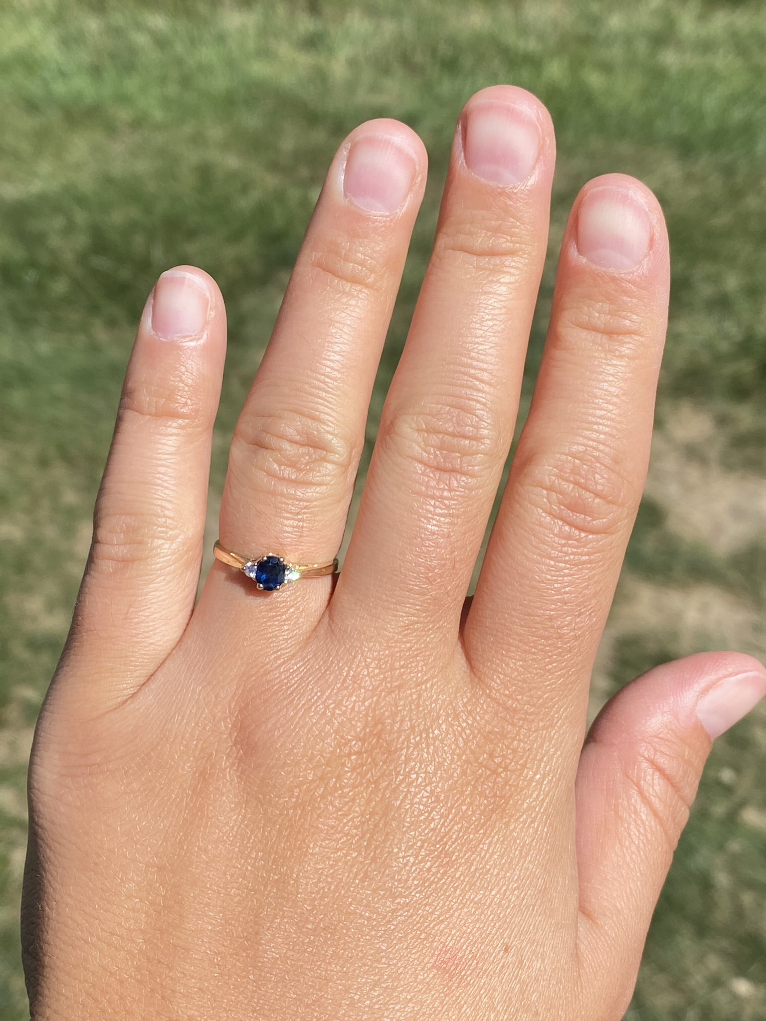 SOLD - The Brosville: Ladies Simple 14K Yellow Gold Sapphire and Diamond Engagement Ring - Image 8