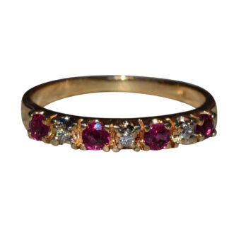 SOLD - The Buford:  Ladies 14K Yellow Gold Ruby and Diamond Band