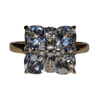 SOLD - The Edgerton:  Ladies Two Tone Gold Aquamarine Ring
