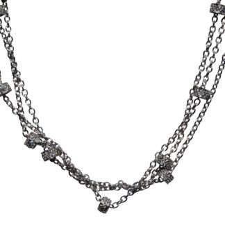 SOLD - The Roseanna:  Ladies 14K White Gold Multi-Strand Diamond Station Chain