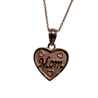 The Carillon:  Ladies Rose Gold Mom Heart Charm Necklace