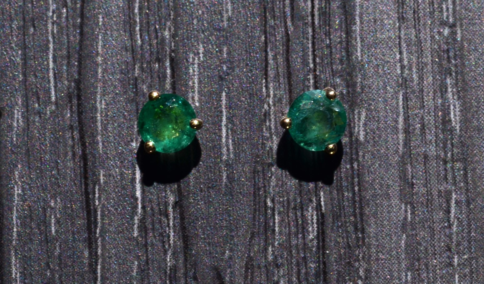 SOLD - The Strickers: Ladies 14K Yellow Gold Martini Set Emerald Stud Earrings - Image 2