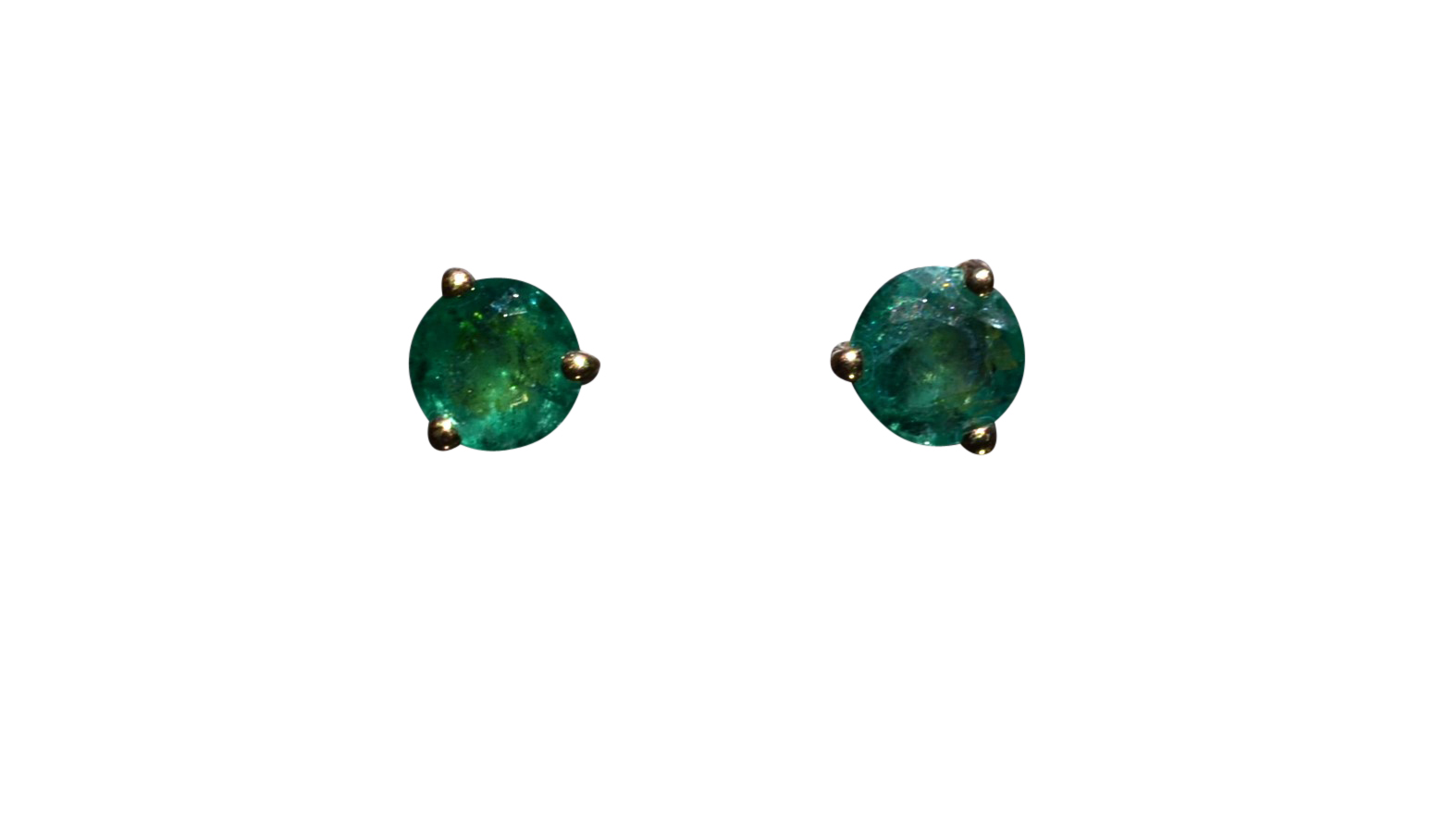 SOLD - The Strickers: Ladies 14K Yellow Gold Martini Set Emerald Stud Earrings