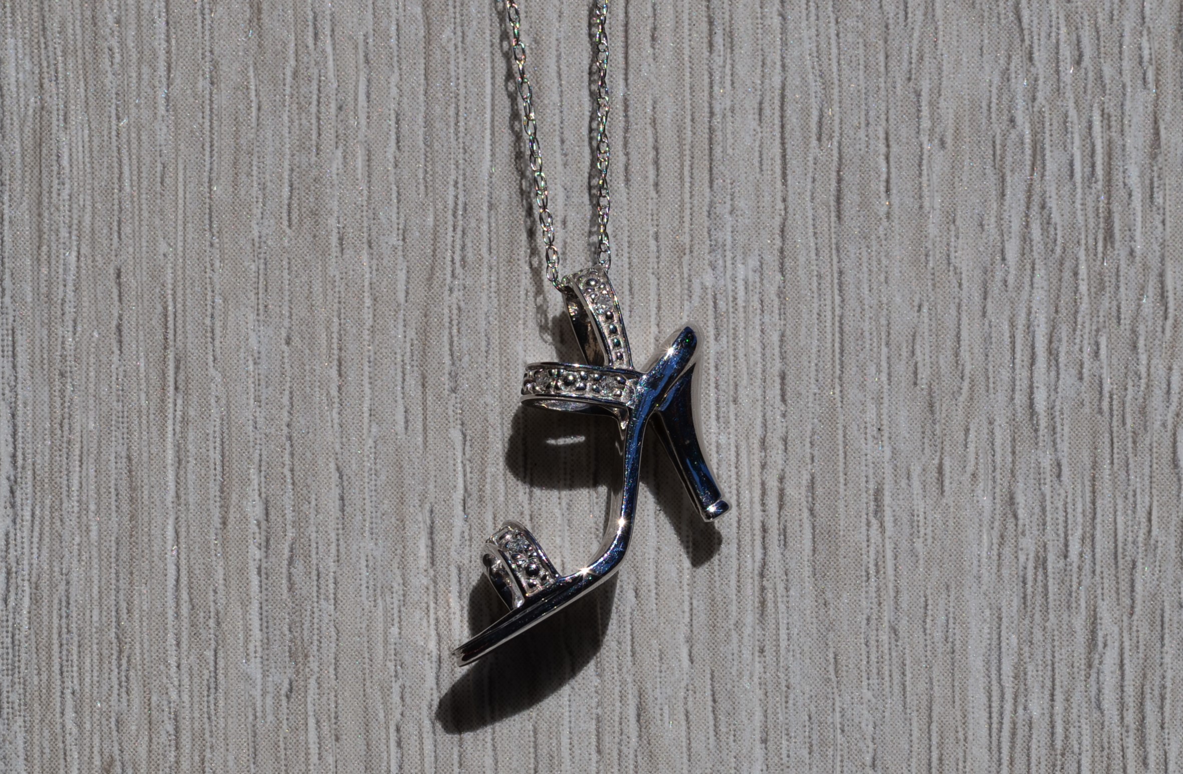 SOLD - The Heel: Ladies White Gold Diamond set Stiletto Necklace - Image 2