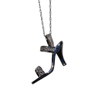 SOLD - The Heel:  Ladies White Gold Diamond set Stiletto Necklace