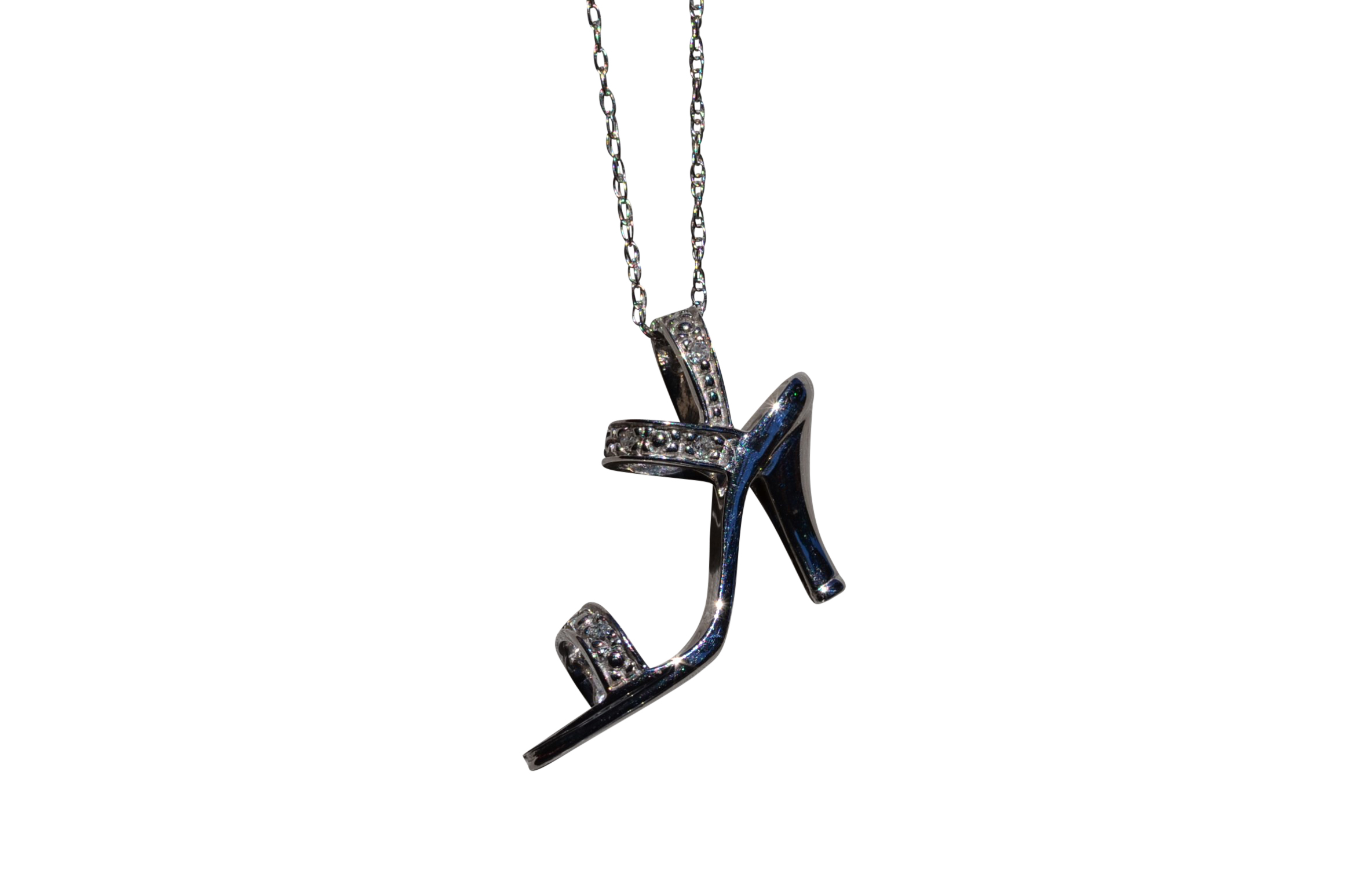 SOLD - The Heel: Ladies White Gold Diamond set Stiletto Necklace