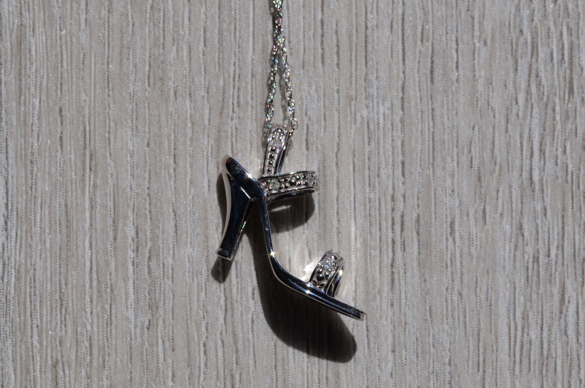 SOLD - The Heel: Ladies White Gold Diamond set Stiletto Necklace - Image 3