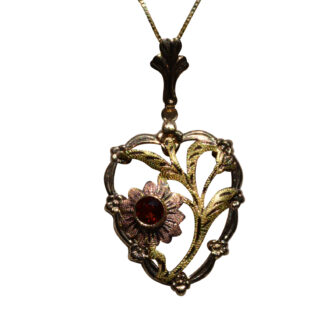 The Ellamont:  Two Tone Ladies Heart Pendant set with Citrine