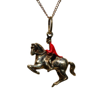 The Equest:  Ladies French 14K Yellow Gold Horse Pendant with Enamel