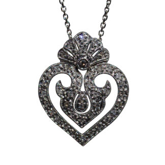 The Amberley:  Ladies 14K White Gold Heart Pendant set with Diamonds
