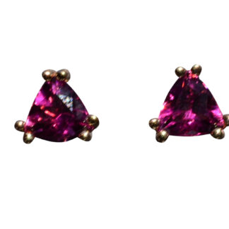 SOLD - The Kembles:  Ladies 14K Yellow Gold Trilliant Cut Tourmaline Stud Earrings