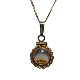 The Ameera:  Ladies 14K Yellow Gold Pendant set with Floating 22K Gold Nuggets