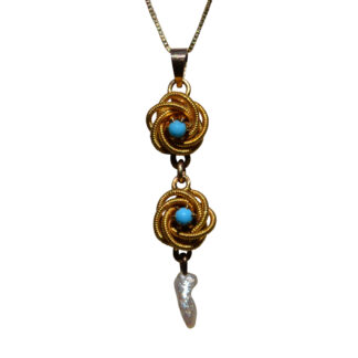 The Ammendale:  Ladies 14K Two Tone Diamond Cut Station Chain