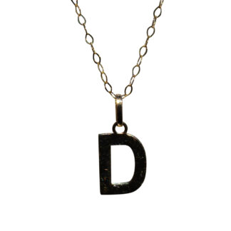 The Dee:  Ladies 14K Yellow Gold D Initial Necklace