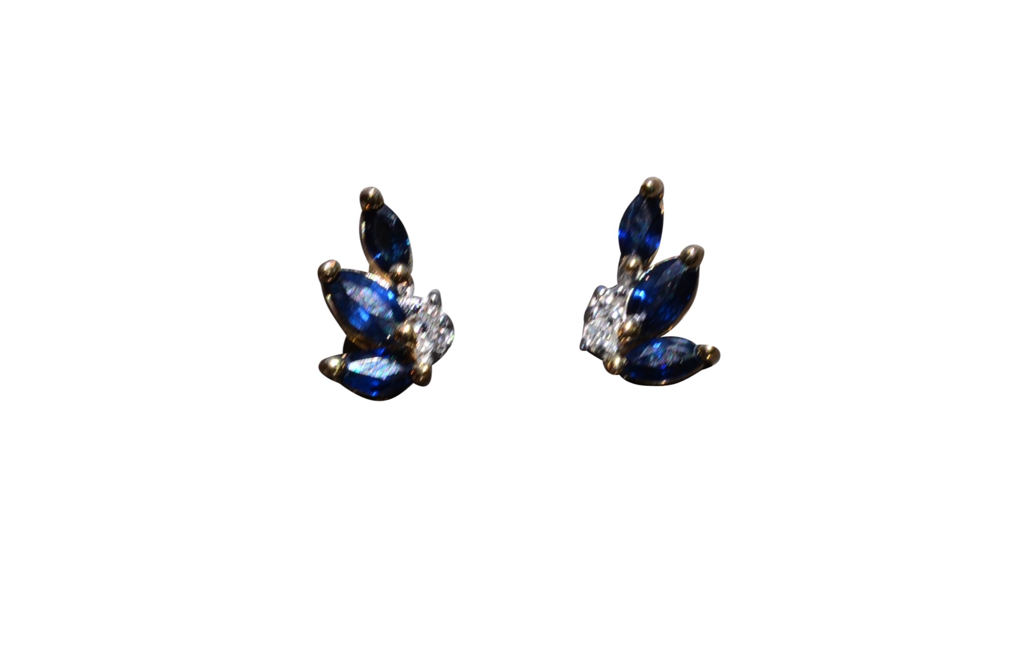 SOLD - The Glendardons: Ladies 14K Yellow Gold Sapphire and Diamond Stud Earrings