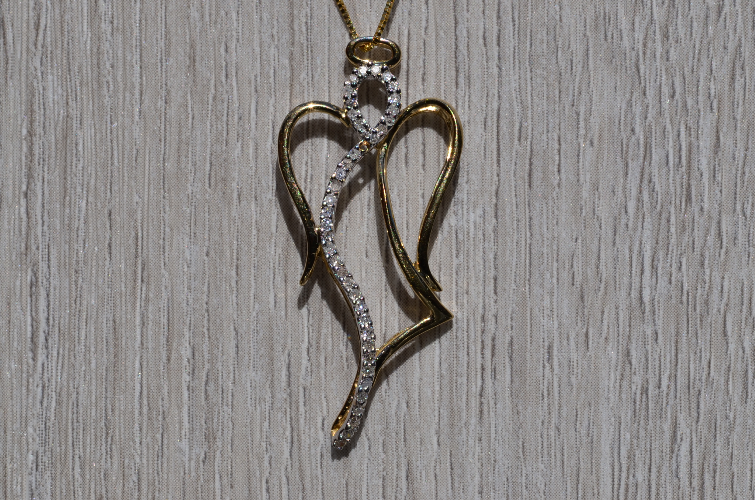 SOLD - The Ange: Ladies 14K Yellow Gold and Diamond Angel Pendant - Image 2