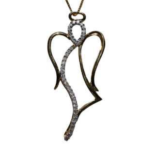 SOLD - The Ange: Ladies 14K Yellow Gold and Diamond Angel Pendant