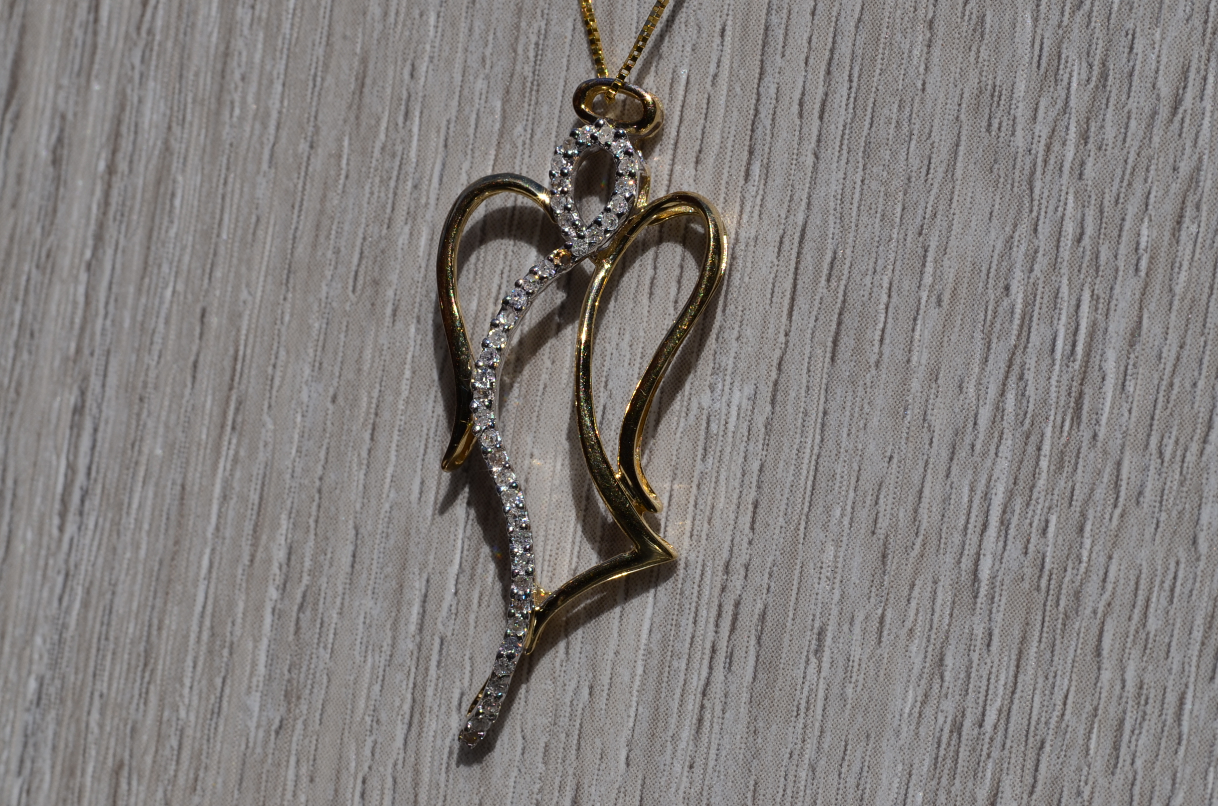 SOLD - The Ange: Ladies 14K Yellow Gold and Diamond Angel Pendant - Image 3