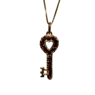 SOLD - The Keys:  Ladies 14K Yellow Gold and Garnet Key Pendant/Charm
