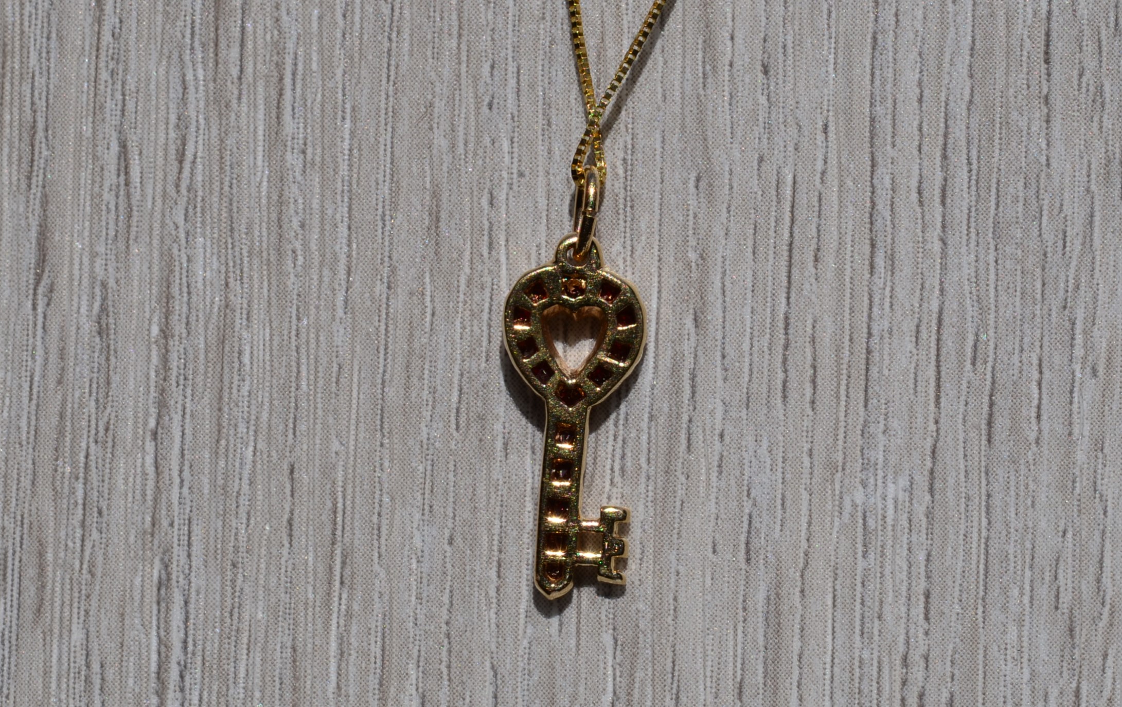 SOLD - The Keys: Ladies 14K Yellow Gold and Garnet Key Pendant/Charm - Image 3