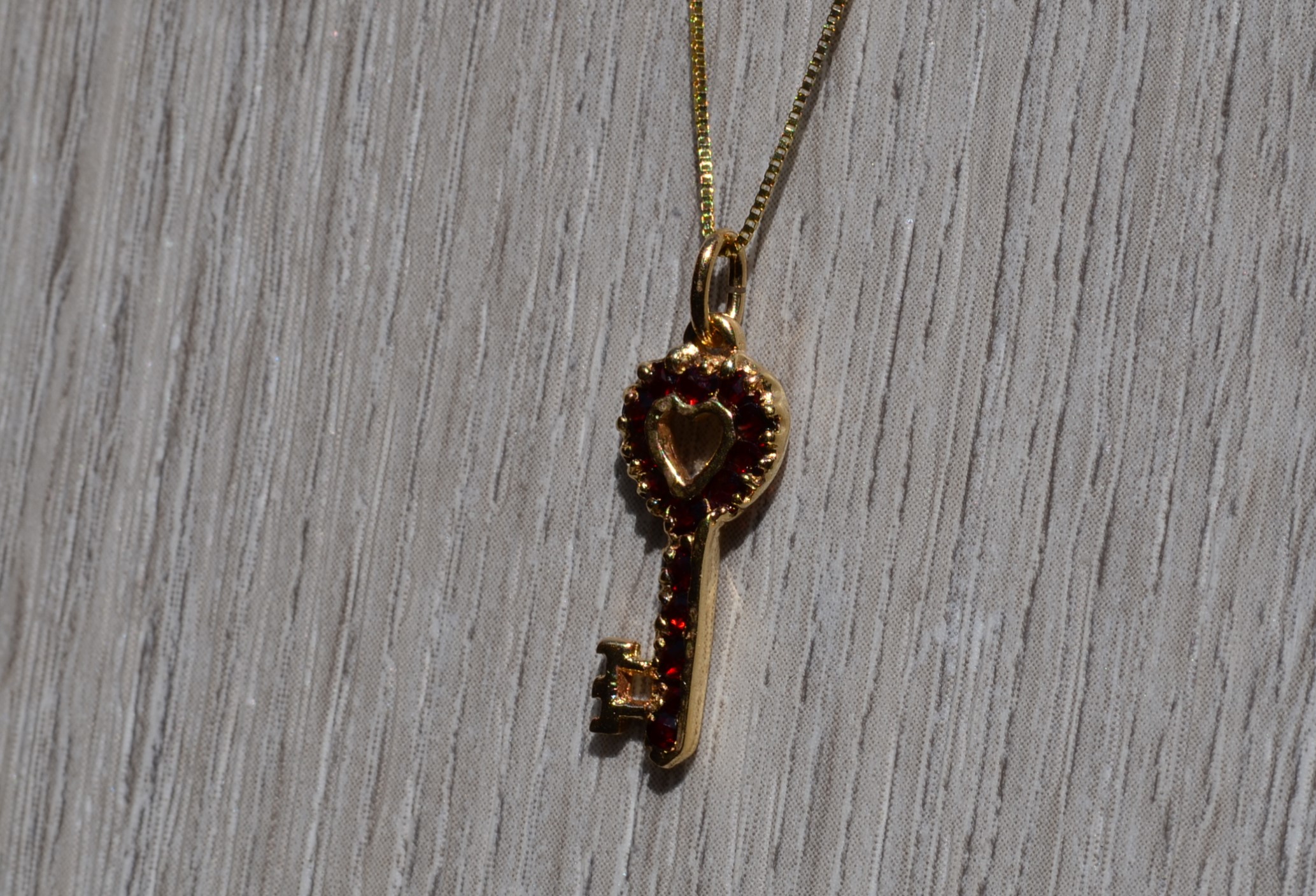 SOLD - The Keys: Ladies 14K Yellow Gold and Garnet Key Pendant/Charm - Image 4