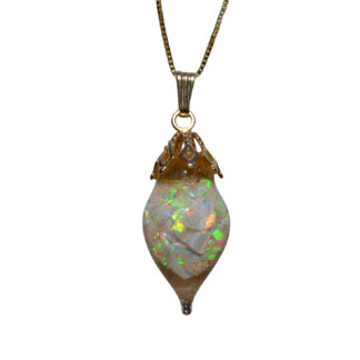 SOLD - The Guidera:  Ladies 14K Yellow Gold Floating Opal Pendant
