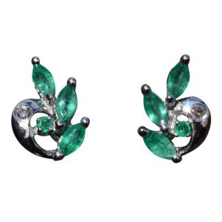 SOLD - The Molyullah: Emerald and Diamond Earrings in White Gold