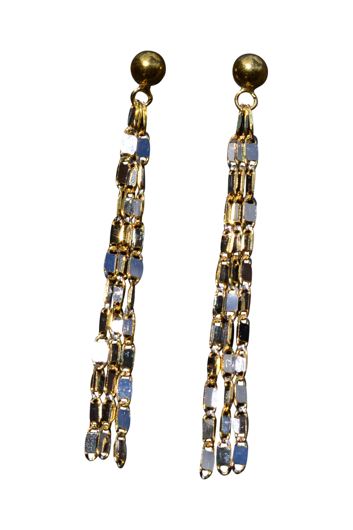 SOLD - The Caniambo: Italian Made Two Tone Diamond Cut Dangler Earrings