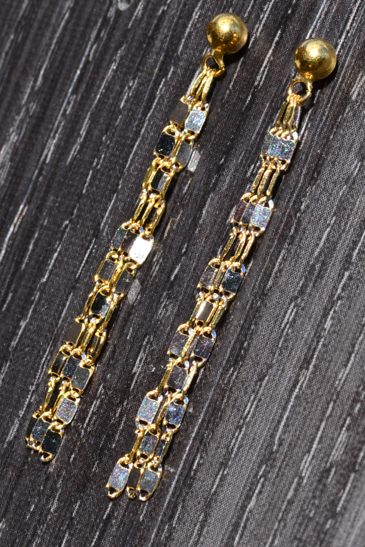 SOLD - The Caniambo: Italian Made Two Tone Diamond Cut Dangler Earrings - Image 3